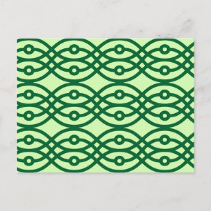 Postal Estampa de kimono, verde claro y oscuro