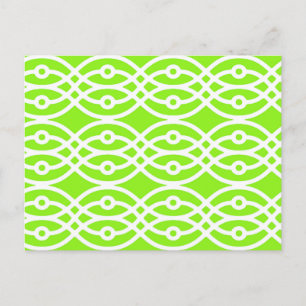 Postal Estampa de kimono, verde lima y blanco