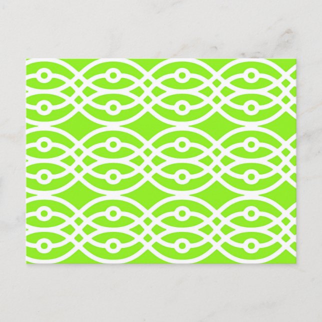 Postal Estampa de kimono, verde lima y blanco (Anverso)