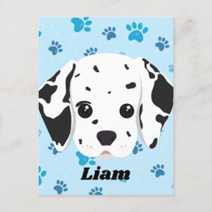 Postal Estampa de pata azul dálmata personalizada  