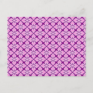 Postal estampa floral de kimono, orquídea rosa y púrpura