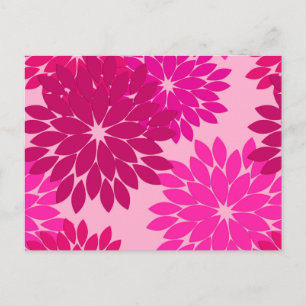 Postal Estampa moderna de kimono floral, rosa, fucsia y v