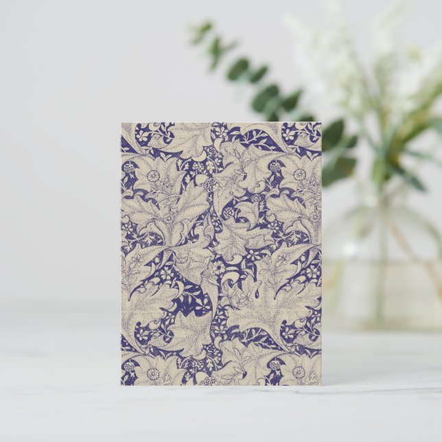 Postal Estampado de Alhelí de William Morris Azul Antiguo (Anverso de pie)