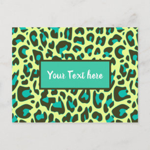 Postal Estampado de Animal de Leopardo Amarillo Verde Azu
