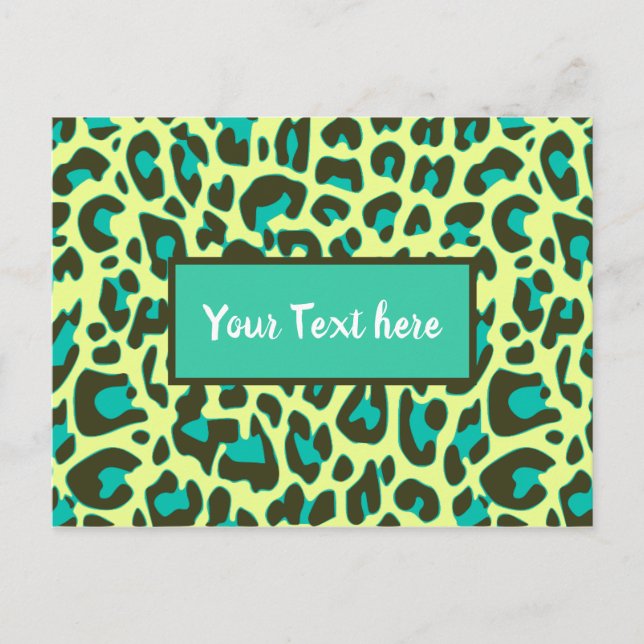 Postal Estampado de Animal de Leopardo Amarillo Verde Azu (Anverso)