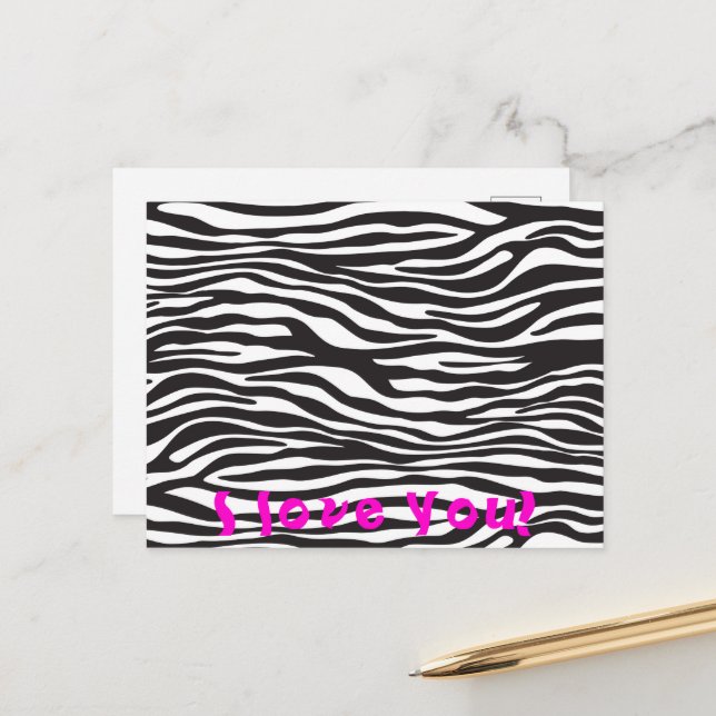 Postal Estampado de cebra, rayas de cebra, negro y blanco (Anverso/Reverso In Situ)