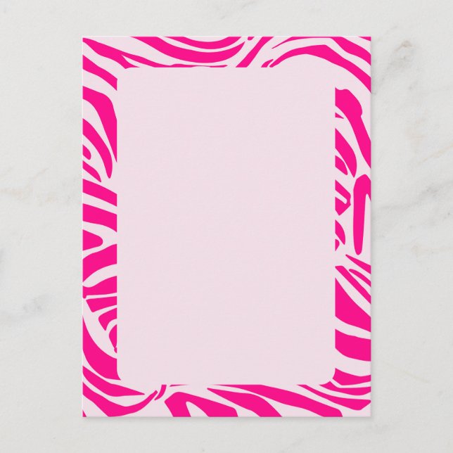 Postal Estampado de cebra rosa (Anverso)