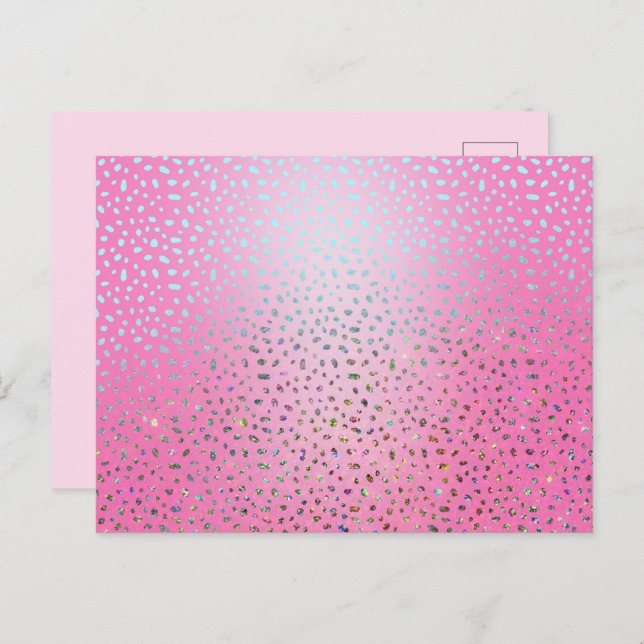 Postal Estampado de Guepardo Rosa Brillante (Anverso / Reverso)