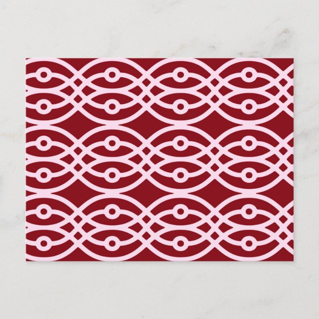 Postal Estampado de kimono, burgundy y rosa (Anverso)