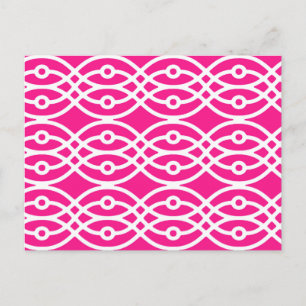 Postal Estampado de kimono, rosa fucsia y blanco