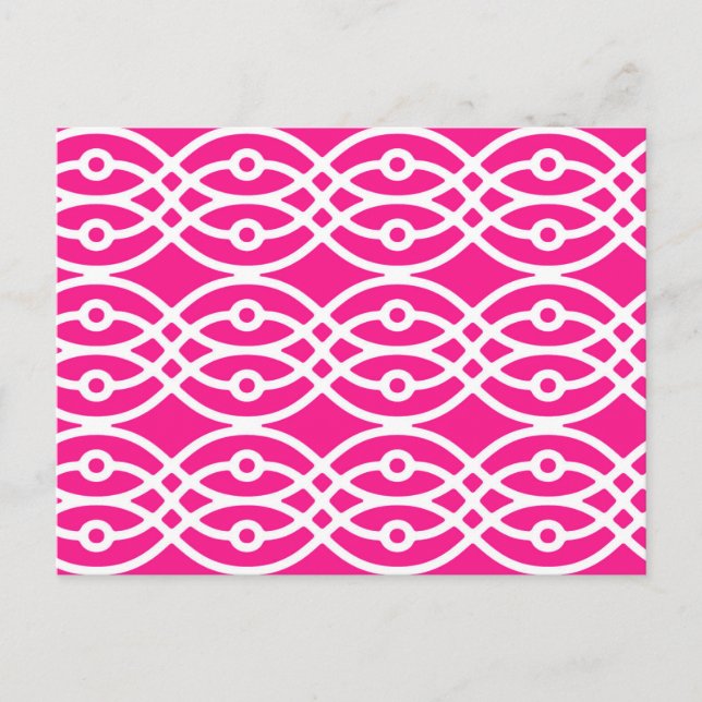 Postal Estampado de kimono, rosa fucsia y blanco (Anverso)