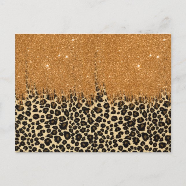 Postal Estampado de leopardo con pincelada de purpurina d (Anverso)