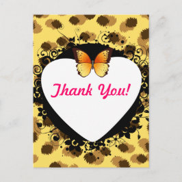 Postal Estampado de leopardo oído y mariposa