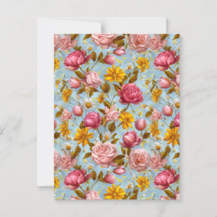 Postal Estampado Floral de Estilo Antiguo