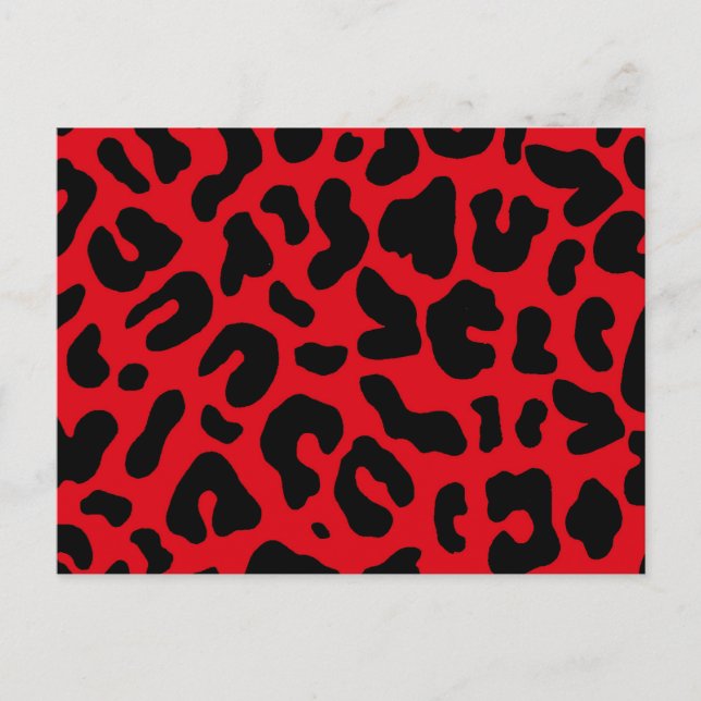 Postal Estampado leopardo animal en rojo (Anverso)