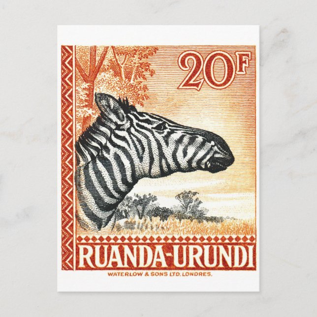 Postal Estampilla de cebra de Ruanda Urundi de 1942 (Anverso)