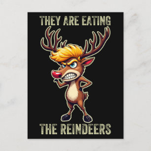 Postal "Están Comiendo los Reno" Divertida Navidad de Tru