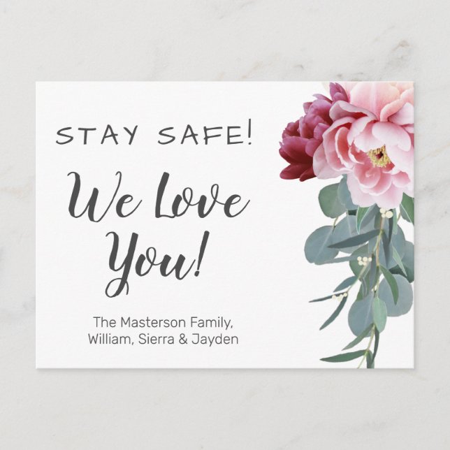 Postal Estancia floral personalizada segura te queremos (Anverso)