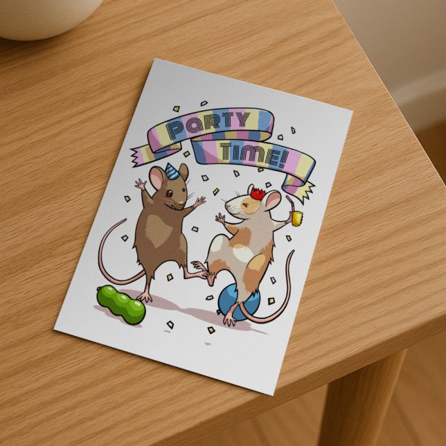 Postal Estandarte de Confeti y Globos para Fiesta de Rato (Subido por el creador)