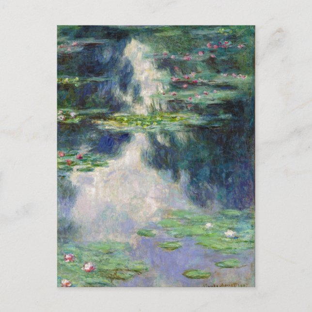 Postal Estanque con el Bella Artes Water Lilies Monet (Anverso)