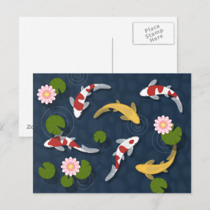 Postal Estanque de carpas japonesas Koi