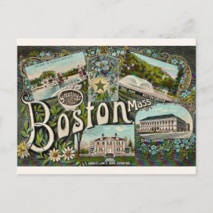 Postal Estanque de la rana vintage de Boston 