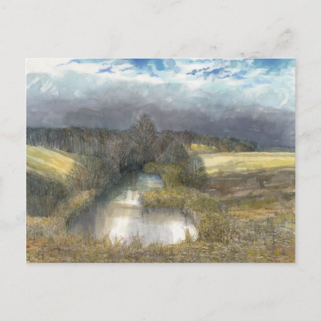 Postal estanque de otoño (Anverso)