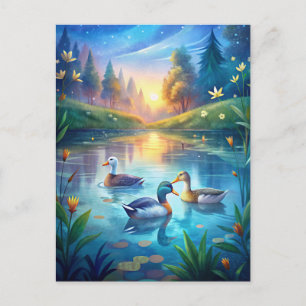 Postal Estanque de patos Paz Sunrise Mañana tranquila