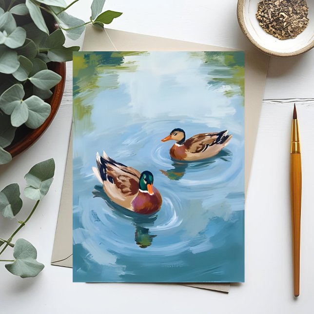 Postal Estanque de patos pintado con acuarela (Subido por el creador)