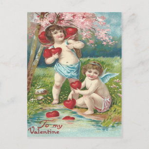 Postal Estanque del árbol del corazón de Cupido