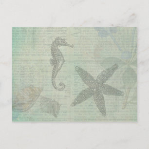 Postal Estanques, estepas y caballos de mar de época