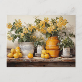 Postal Estante de cocina amarilla Limones Jarrón amarillo