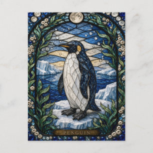 Postal Estante de hielo de pingüino vidrio teñido Illumin