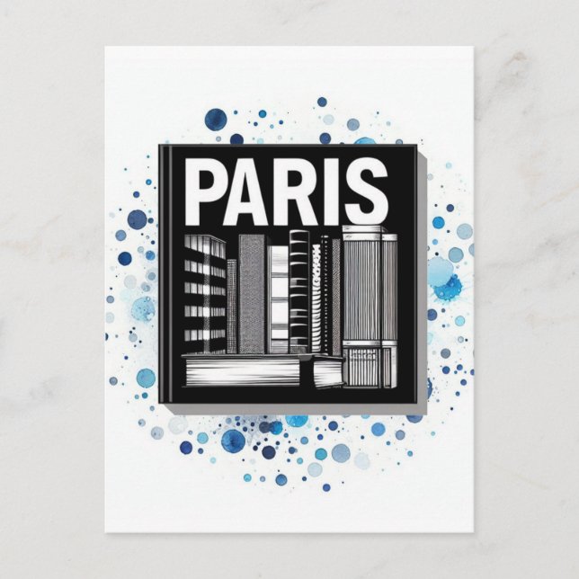 Postal Estantería de libros de viaje de París (Anverso)