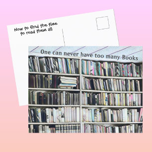 Postal Estantes de Libros Pastel Divertido Librería