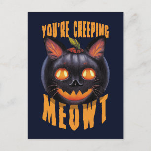 Postal Estás llorando a Meowt Gato negro de Halloween