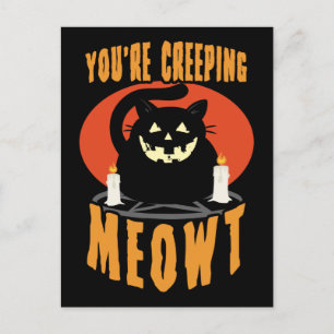 Postal Estás llorando a Meowt   Pun gato negro de Hallowe