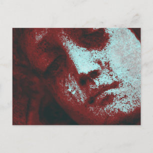 Postal Estatua Angélica Vintage Face Grunge Postcard.