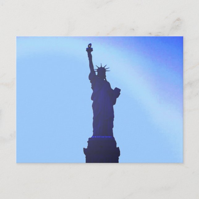 Postal Estatua azul de la libertad Silhouette Post Cards (Anverso)