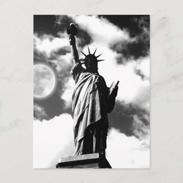 Postal Estatua blanca negra de la libertad de Nueva York (Anverso)