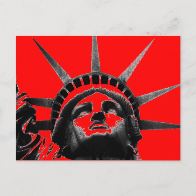 Postal Estatua blanca roja de la libertad del arte pop po (Anverso)
