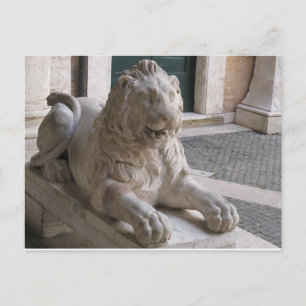 Postal Estatua clásica del león romano
