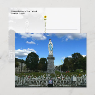 Postal Estatua coronada de Nuestra Señora de Lourdes, Fra