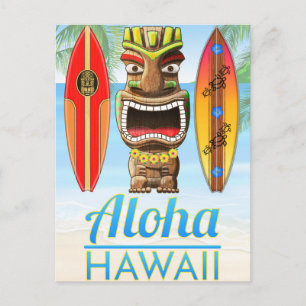 Postal Estatua de Aloha Hawaii Tiki