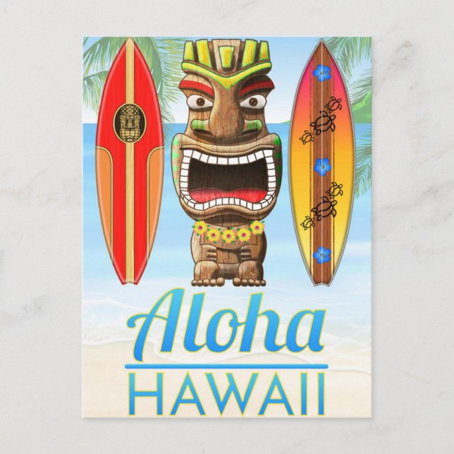 Postal Estatua de Aloha Hawaii Tiki (Anverso)
