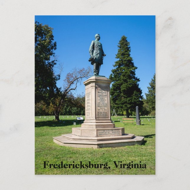 Postal Estatua de Andrew Humphreys en Fredericksburg (Anverso)