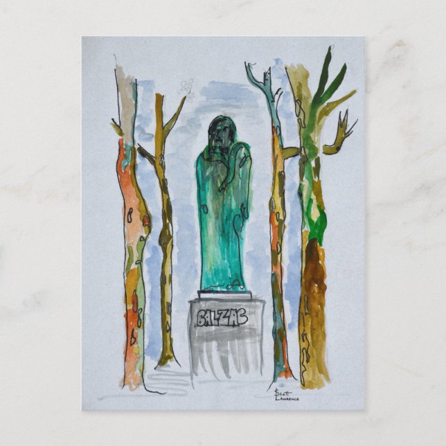 Postal Estatua de Balzac por Rodin | París, Francia (Anverso)