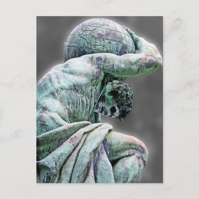Postal Estatua de Bismarck, Berlín, Atlas de Dios griego, (Anverso)