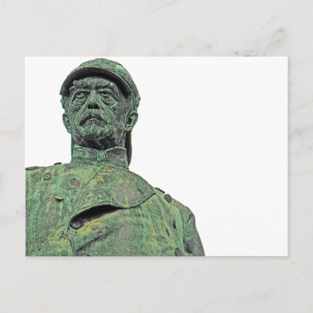 Postal Estatua de Bismarck, Berlín, cabeza, espalda blanc (Anverso)