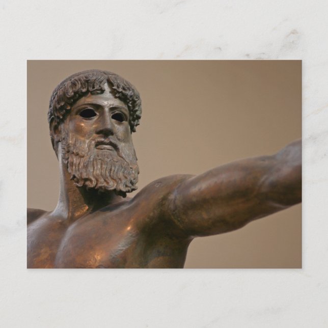 Postal Estatua de bronce de Zeus en Atenas, Grecia (Anverso)